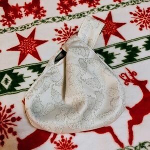 Handmade Reversible Silver & Plaid Japanese Style Wrist Handbag